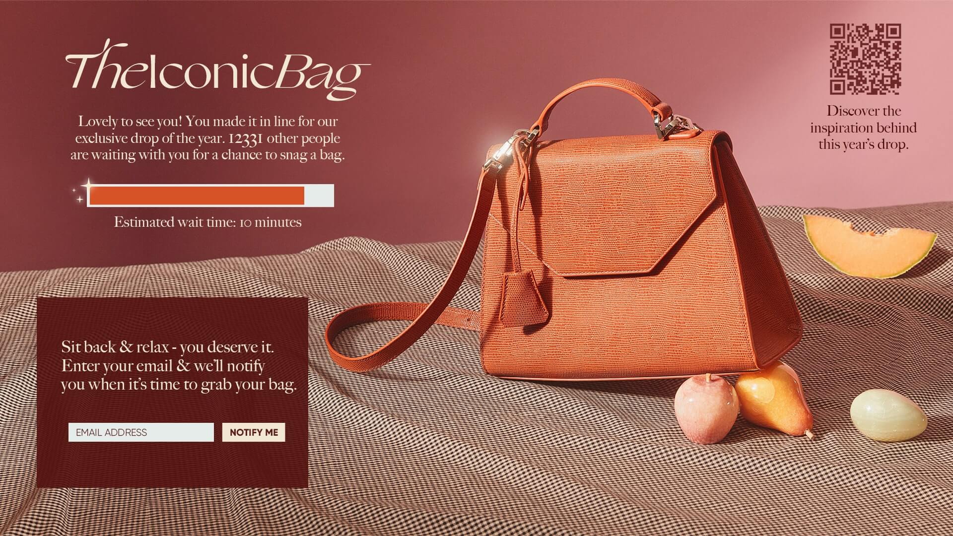 Luxury bag queue page