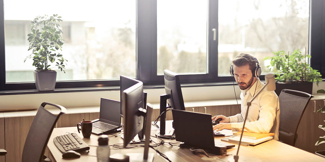 man working in office