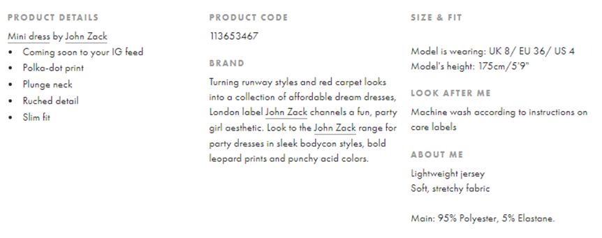 ASOS product details display 2