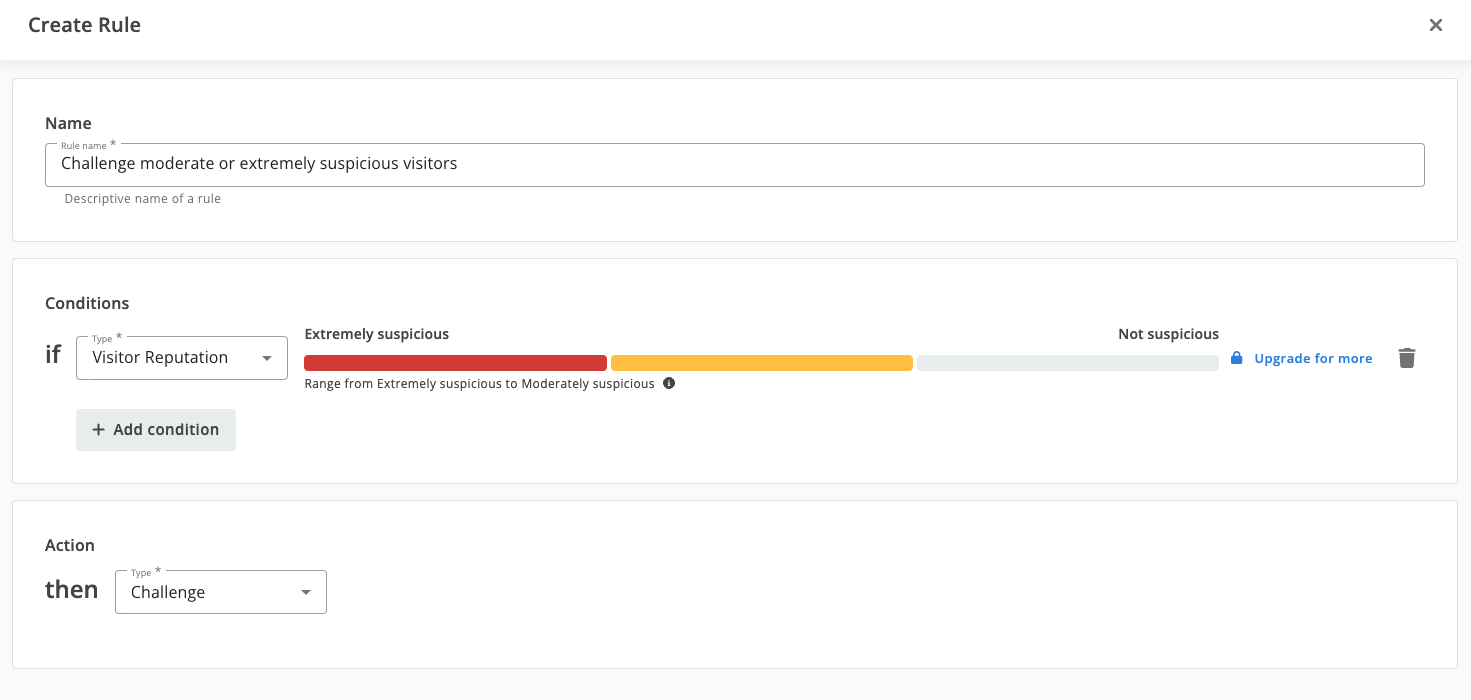 Screenshot of Queue-it visitor reputation basic setup