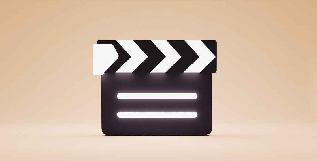 Hollywood clapperboard on beige background