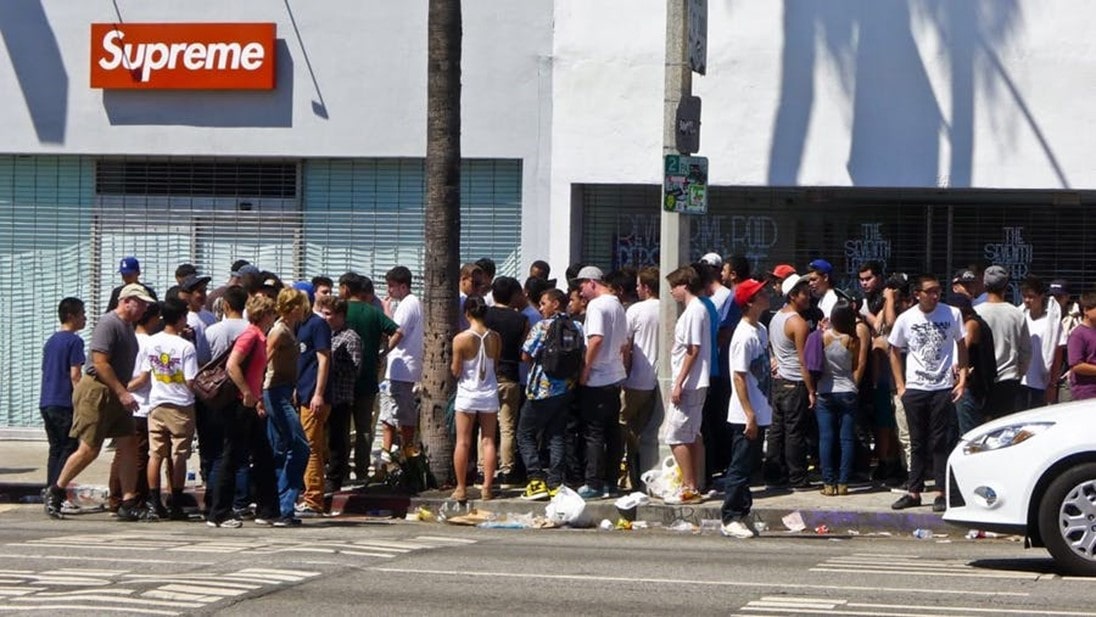 Supreme store with massive line outside