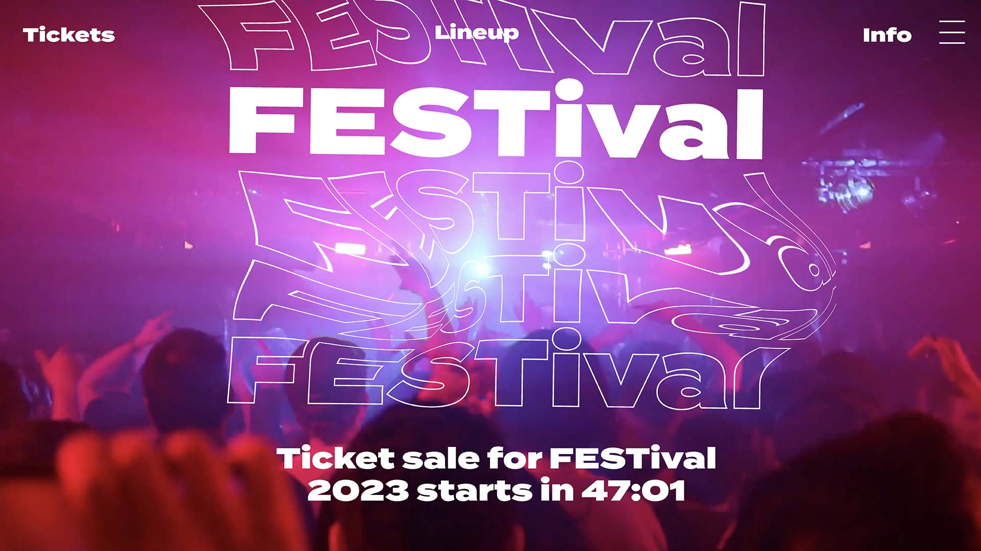 festival pre-queue page example